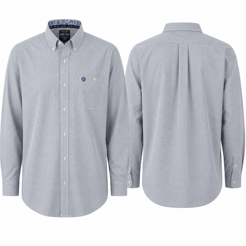 Wrangler George Strait Mens XXL Performance Button Down Shirt Blue Check MGSB904